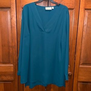 Long sleeve dark teal blouse